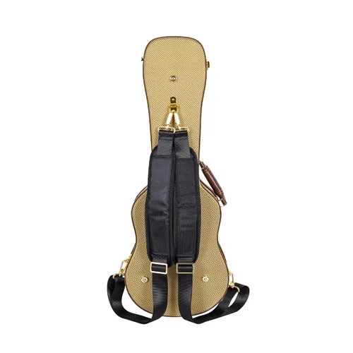 Vista 4 de Crossrock Estuche rígido de madera de lujo para ukeleles soprano, estilo mochila, Tweed (CRW700SUTW-2)