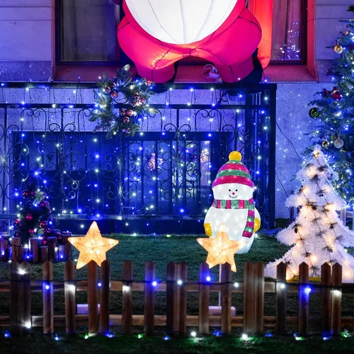 Vista 5 de JMEXSUSS Guirnalda de luces de Navidad de 200 LED azules y blancas, 66 pies, de exterior, expansible, para árbol, fiesta o decoración de hogar
