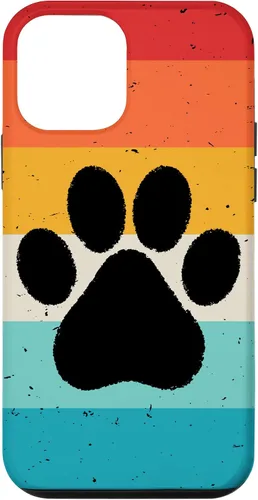 Vista 16 de iPhone 16 Gato Perro Paw Print en estilo retro Vintage Case