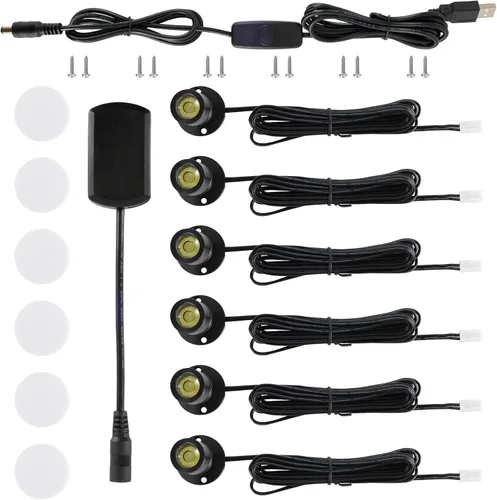Vista 10 de DEDC 6 piezas de luz de punto LED mini, luces de imagen para interiores, luz de arte de 1.5W 12V 6000K, luces de acento con atenuador RF
