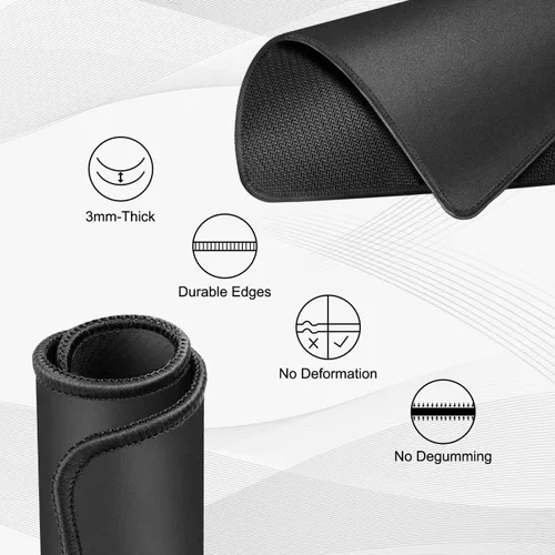 Vista 3 de JIKIOU Paquete de 3 alfombrillas para mouse con borde cosido, tamaño Negro