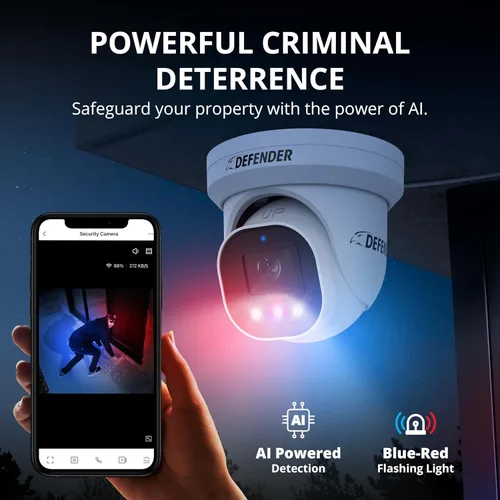 Vista 4 de Defender Sistema de cámara de seguridad Sentinel Pro Turret 8CH NVR PoE, 4 cámaras de torreta de metal, gran angular de 109°, clasificación IP66