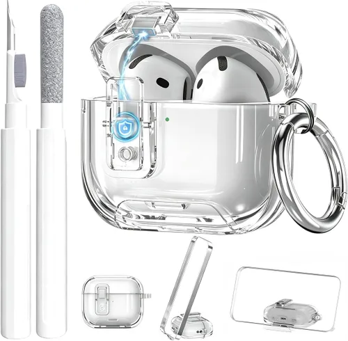 Vista 24 de Compatible con Airpods Pro 3 Funda transparente con bloqueo para teléfono, suave TPU magnético bloqueo automático Apple AirPods Pro de tercera