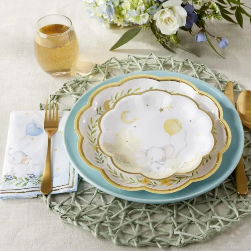 Vista 5 de Kate Aspen Elephant Baby Shower - Servilletas de papel de 2 capas, color azul (juego de 30) Little Peanut, servilletas decorativas gruesas