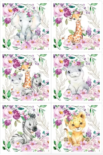 Vista 6 de UNIQUE Panel de tela de algodón Safari con diseño de rosas de 29 x 39 pulgadas, edredón de bebé o panel de manta para proyectos de acolchado