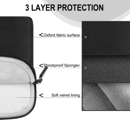 Vista 4 de Funda para laptop de 14 pulgadas, a prueba de golpes, funda protectora para computadora con bolsillo frontal, resistente al agua, duradera, bolsa
