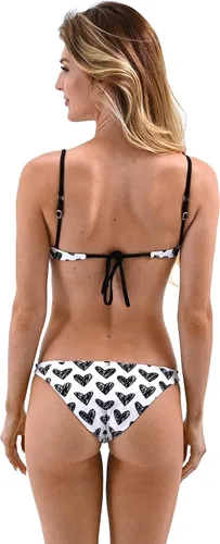 Vista 3 de Romero Conjunto Bikini Dos Piezas - Corazones Negros