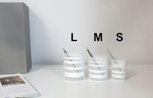 Vista 4 de Soporte de malla metálica para lápices, soporte para tazas, organizador de escritorio de oficina, papelería, soporte para brochas de maquillaje