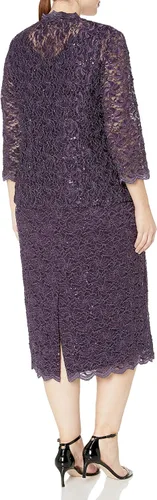 Vista 2 de Alex Evenings Vestido tipo chaqueta de encaje de talla grande para mujer