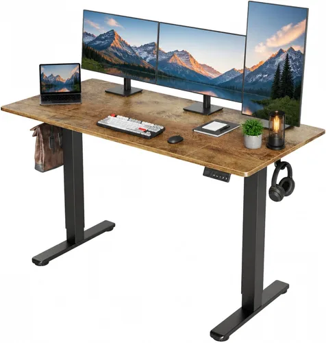 Vista 15 de Claiks Escritorio eléctrico de pie de 48 x 24 pulgadas, escritorio Negro