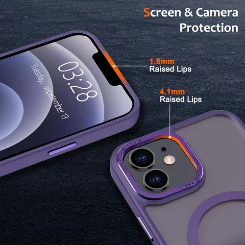 Vista 1254 de Anuck - Funda magnética para iPhone 11 compatible con MagSafe, carcasa trasera mate translúcida dura, borde de TPU, delgada, resistente a impactos