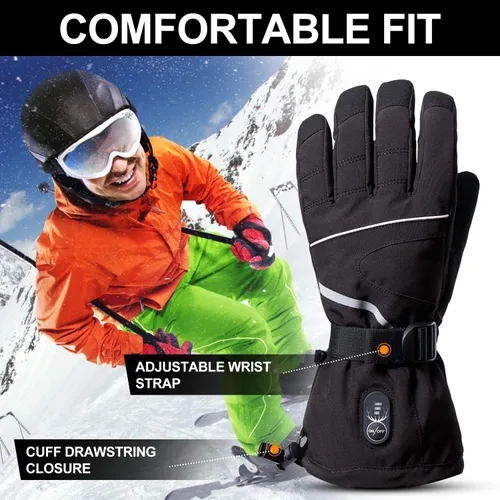 Vista 5 de SNOW DEER Guantes térmicos para hombres y mujeres, guantes eléctricos con batería recargable calentados de mano para motocicleta, ciclismo, caza