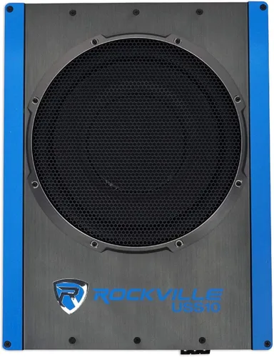 Vista 2 de Rockville USS10 - Subwoofer delgado de 10 pulgadas, 800 W, bajo el asiento, para coche/camión, con amplificador incorporado, entradas de alto nivel