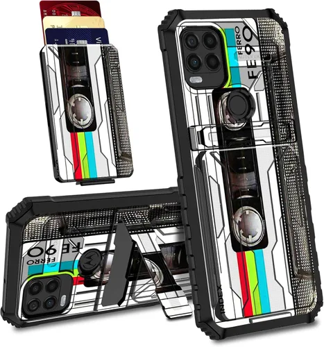 Vista 36 de Funda para Motorola Moto G Stylus 5G con ranura desmontable para tarjetero, soporte de doble capa, resistente a prueba de golpes, funda oculta