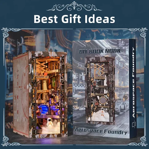 Vista 7 de MiniCity Espacio Rincón de Libros para Principiantes - Kit de Escena en Miniatura DIY con Cubierta Antipolvo, Luces y Estantería Adaptable