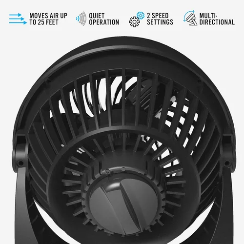 Vista 3 de Vornado 133 - Ventilador de circulación de aire para habitaciones pequeñas, 2 velocidades, cabezal ajustable, ventilador de mesa para escritorio