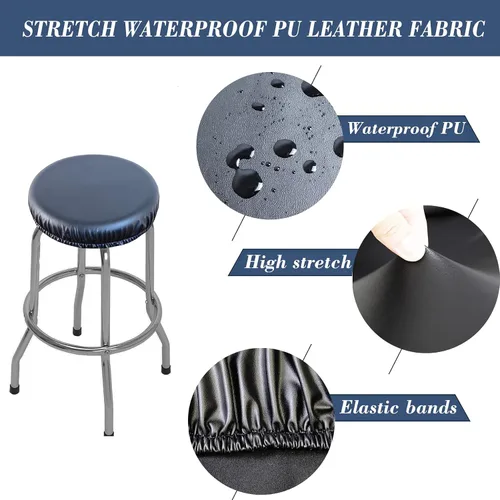 Vista 3 de Fundas para taburetes, paquete de 2 fundas elásticas impermeables de poliuretano para taburetes de bar, extraíbles y lavables, con bandas elásticas