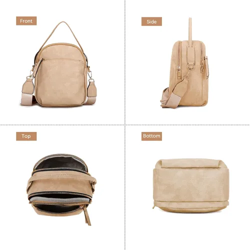 Vista 2 de E Bolso cruzado casual con múltiples bolsillos para mujer, ligero, mediano, con correa ajustable