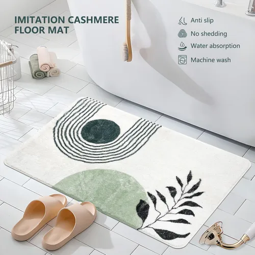 Vista 2 de APROPHIC Alfombras de baño bohemias de 17 x 24 pulgadas para decoración de baño, tapete de baño antideslizante de microfibra de felpa absorbente