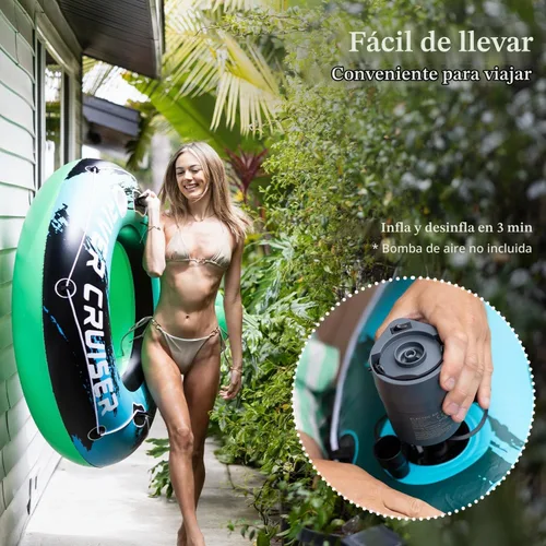 Vista 3 de River Tubes for Floating Heavy Duty Inflatable Floating Lounger Premium River Water Rafts Pool Float with Cup Holder Above Lake for Adults