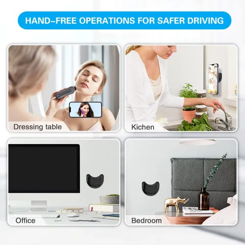 Vista 6 de volport Soporte de automóvil para Pops plegable para enchufe, paquete de 2 soportes de teléfono celular de silicona negra para enchufe Negro