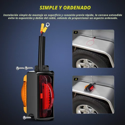 Vista 6 de Nilight 2 luces LED para guardabarros de remolque, luces de marcador de liquidación para remolque, luces delanteras ámbar y traseras rojas para 2