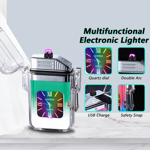 Vista 2 de YOZWOO Encendedor eléctrico, recargable, USB, resistente al viento, sin llama, resistente al agua con chip inteligente para barbacoa, senderismo
