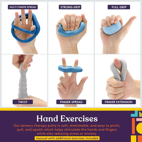 Vista 3 de Special Supplies Masilla terapéutica para niños y adultos – Kit de masilla de terapia resistiva para ejercicio de manos y alivio del estrés, juego
