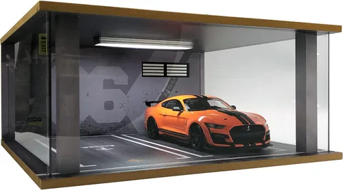 Vista 6 de Vitrina de coche modelo a escala 1/18 – vitrina de garaje de coche 1:18 con cubierta de acrílico transparente e iluminación LED para automóviles