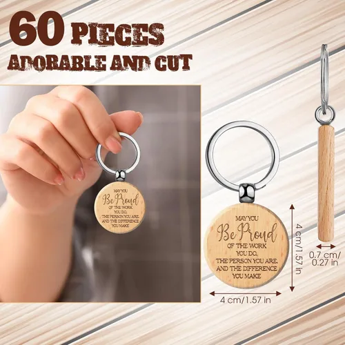 Vista 2 de Henoyso 60 llaveros de madera con texto en inglés "Thank You for Being" (Gracias por ser impresionante) motivadores motivacionales para mujeres
