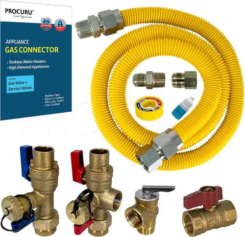 Vista 11 de PROCURU Conector de gas flexible universal FIP de 1 pulgada de diámetro exterior x 12 pulgadas (1 pie) x 3/4 pulgadas MIP x 3/4 pulgadas FIP