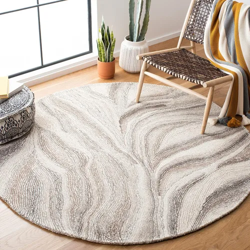 Vista 25 de SAFAVIEH Metro Collection - Alfombra decorativa de 2 x 3 pies, marfil y marrón, hecha a mano, lana abstracta moderna, ideal para zonas de alto