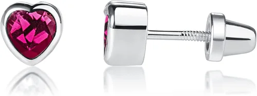 Vista 10 de Aretes de corazón con pasador simulando piedra natal con tornillo de traba (6mm) - para niñas 06-Junio