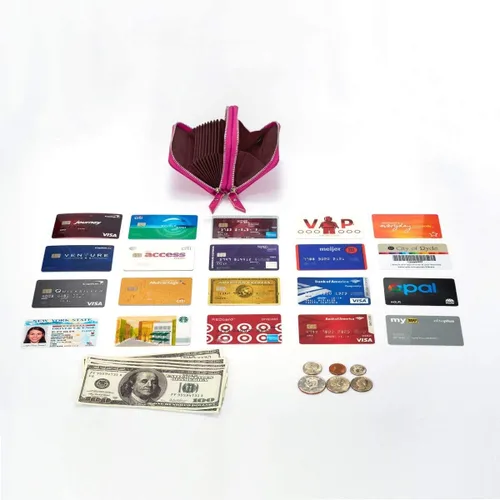 Vista 4 de Women's Leather RFID Secured Spacious Cute Zipper Card Wallet Small Purse