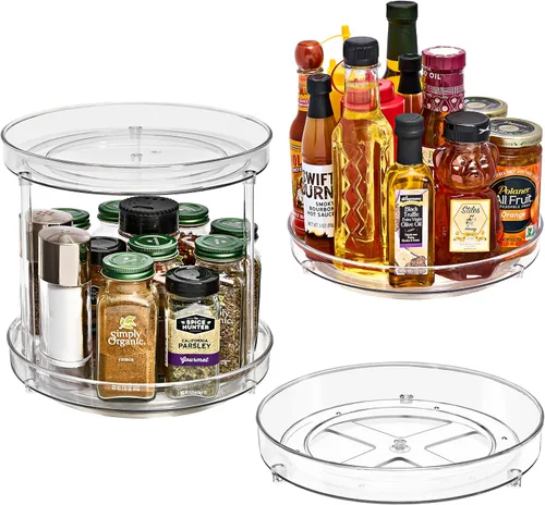 Vista 10 de Sorbus Organizador Lazy Susan de 2 niveles transparente de 9 pulgadas, organizador giratorio para organización de especias para gabinete, tocadiscos
