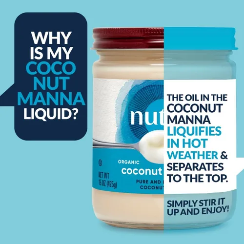 Vista 3 de Nutiva Maná de Coco Orgánico, Mantequilla de Coco Puré, 15 Oz (Paquete de 2), Orgánico USDA, Sin OMG, Aprobado para Whole 30, Vegano, Sin Gluten