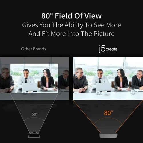 Vista 5 de j5create Cámara web de transmisión USB - 1080P HD con rotación de 360°, micrófono de alta fidelidad, Plug and Play para PC/Mac/computadora