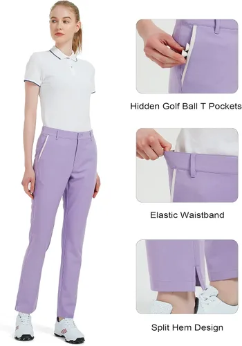 Vista 4 de Bakery Pantalones de golf para mujer, elásticos, con bolsillos, de secado rápido, ligeros, pantalones de trabajo