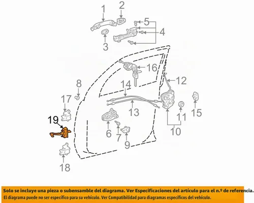 Vista 2 de Toyota genuino 68620-35020 freno de puerta