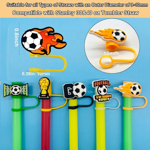 Vista 6 de 10 tapas de popote para vaso Stanley Cup de 30 y 40 onzas, de 0.394 in, reutilizables, de silicona, para copas Stanley, accesorios para vasos