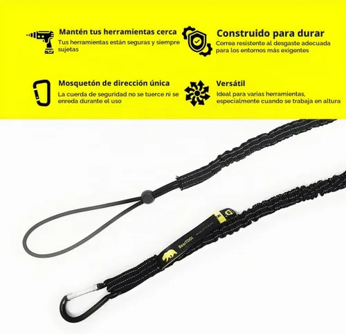 Vista 3 de BearTOOLS Cordón para herramientas con mosquetón de resorte estándar y extremo de bucle ajustable, 35.4 in de longitud, límite de peso máximo