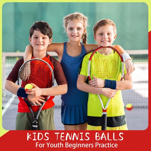 Vista 6 de 24 pelotas de tenis para niños, 75% de baja compresión etapa 3 pelotas de tenis a granel para principiantes, máquina de pelota, entrenamiento