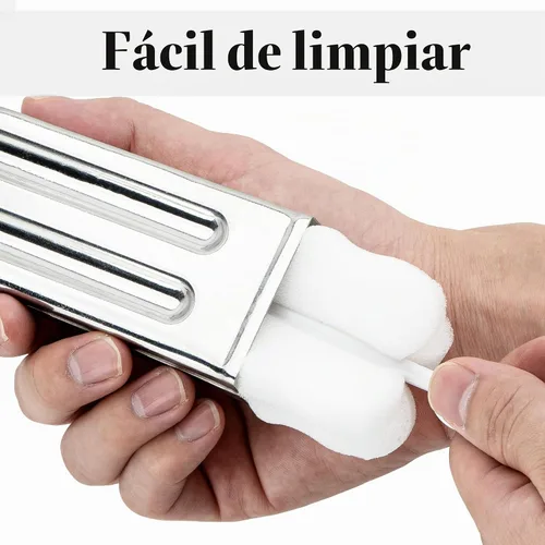 Vista 3 de Paquete de 12 moldes de paletas de acero inoxidable, moldes caseros para paletas de hielo con soporte, máquina reutilizable de cabeza plana