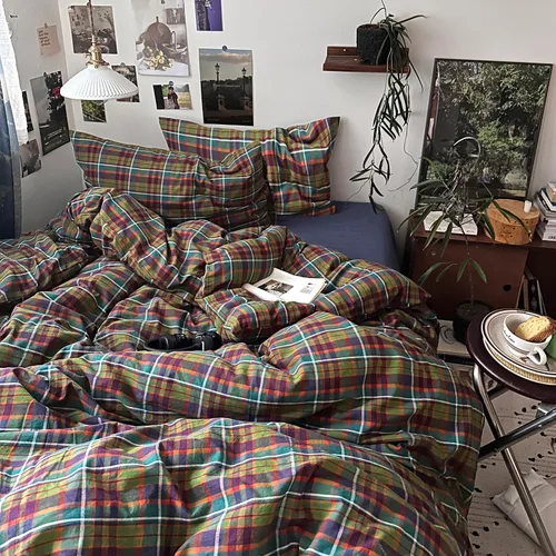 Vista 142 de mixinni Juego de funda de edredón vintage a rayas, tamaño twin, juego de ropa de cama de 3 piezas, 100% algodón lavado, suave y transpirable, funda