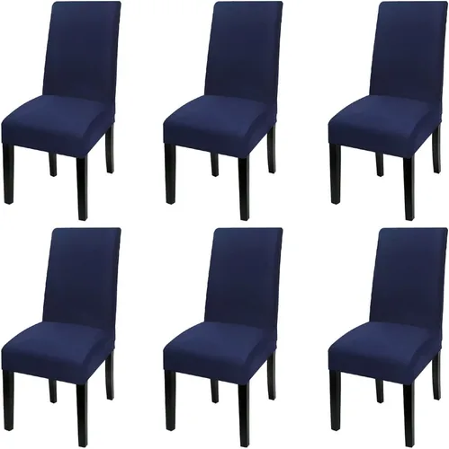 Vista 9 de Fuloon Paquete de 4 Fundas Protectoras para Asientos de Sillas de Comedor Super Ajustadas Elásticas Extraíbles Lavables Cortas para Hotel, Comedor