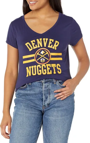 Vista 54 de Ultra Game Camiseta de mujer NBA Oficial con cuello en V y strass de manga corta