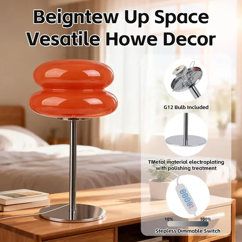 Vista 5 de Lámpara de hongo para dormitorio, lámpara medieval moderna de mesita de noche para mesitas de noche, lámparas pequeñas regulables vintage, lindas