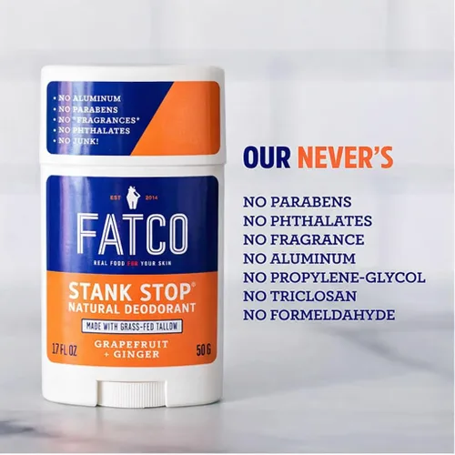 Vista 4 de FATCO Stank Stop All Desodorante natural con sebo y aceite de coco orgánico, pomelo + jengibre, paquete de 2 (1.7 onzas)