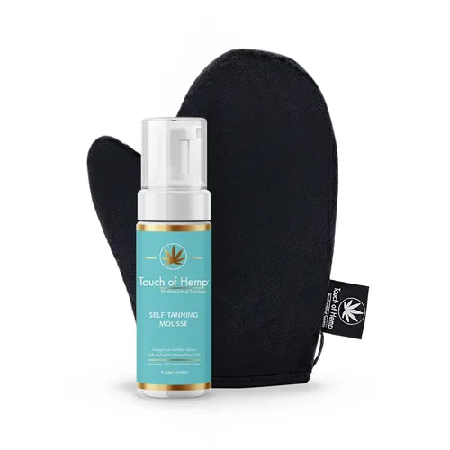 Vista 6 de Espuma autobronceadora con guante Sunless Tanner Mousse Fórmula profesional de bronceado sin rayas (medio - kit sin sol)