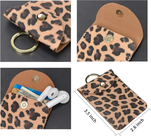 Vista 5 de Llavero-brazalete, brazalete de cuero con borla para mujer, Leopardo., S